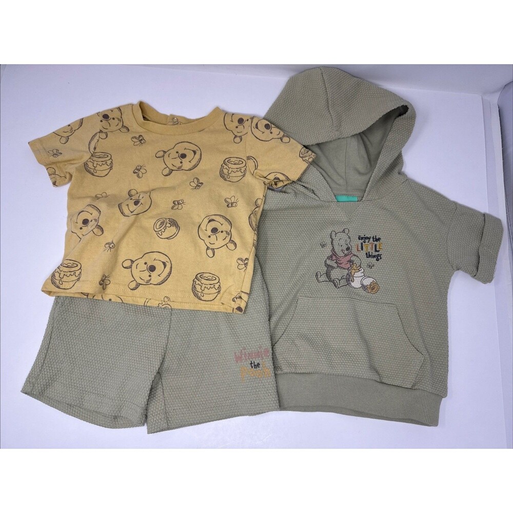 Disney Baby 6-9 Months Enjoy The Little Things 3 Piece Boys Shorts Outfit Pooh